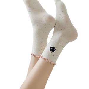 Calcetines de media pantorrilla con volantes de dibujos animados, transpirables, estilo coreano, para mujer, primavera y otoño, para estudiantes - Product Image 4