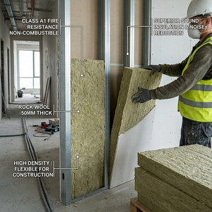 Pannelli Moderni in Lana di Roccia ad Alta Densità da 50mm per <span class=keywords><strong>Isolamento</strong></span> <span class=keywords><strong>Termico</strong></span>, Sistema di Pareti Esterne - Product Image 5