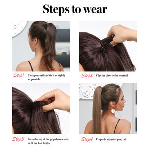 Damen 28 Zoll Haarspange für Pferdeschwanz, langes, glattes Haarteil zum Anklippen - Product Image 6