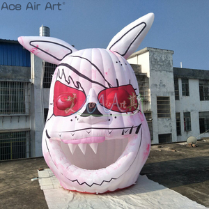 Decoração inflável do coelho do halloween com cara do fantasma Modelo inflável personalizado do coelho do suicídio com luzes conduzidas para eventos assustadores - Product Image 4