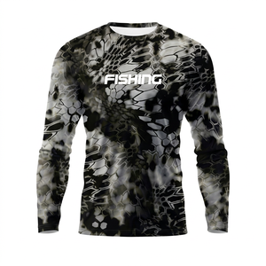 Camiseta de Pesca Personalizada para Hombre, Camuflaje Negro y Gris, Protección UV, Resistente al Viento, Ligera, de Secado Rápido, para Senderismo y Pesca, Unisex - Product Image 1
