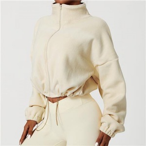 Automne et hiver femmes épaissi sport manteau <span class=keywords><strong>laine</strong></span> <span class=keywords><strong>d</strong></span>'<span class=keywords><strong>agneau</strong></span> col montant lâche cordon fermeture éclair <span class=keywords><strong>à</strong></span> manches longues <span class=keywords><strong>d</strong></span>écontracté - Product Image 5