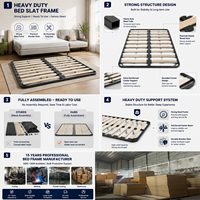 Ahşap çıtalı metal modern özel dayanıklı ayarlanabilir platform yatak iskeleti kral boy yerden tasarruf sağlayan kolay montajlı yatak tabanı daire