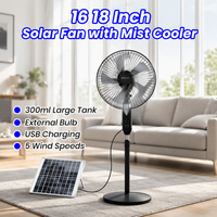 Ventilateurs solaires pour la maison, hauteur réglable, extension d'ampoule externe, 16-18 pouces, batterie rechargeable, sortie USB-A, télécommande