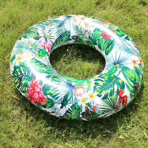Inflatable Tropical Jungle Print Swimming Ring 120cm Thickened Water Float Adult Swim Ring For Pool Beach Fun - Product Image 3