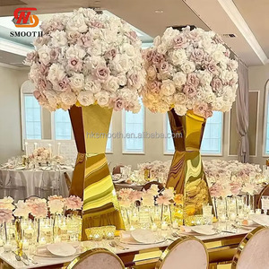 Adornos Florales Metálicos Lisos, Florero de Metal, Soporte de Flores de Hierro Dorado, Centros de Mesa para Bodas - Product Image 6