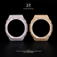 Montre de luxe pour homme GA-2100 avec incrustation taille baguette, testeur de diamants VVS, boîtier en laiton plaqué or, lunette en laiton, sertie de moissanite