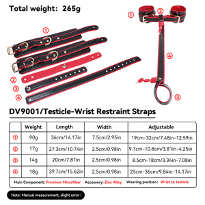 Kit BDSM de Microfibra de Lujo, Correa de Restricción para Testículos y Muñecas con Cadena de Aluminio para Juegos de Dominación Femenina, Juego de Bondage para Parejas Principiantes - Product Image 6
