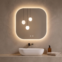 Espejo de Maquillaje Inteligente con Pantalla Táctil Personalizada, Montado en la Pared, IP44, Moderno, para Hoteles y Apartamentos, con Forma de Manzana, Iluminado con Luces LED