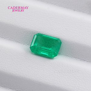 Cadermay Natural Emerald Rectangular Faceted Loose Stone Creamy Green Color For Jewelry Making - Product Image 3