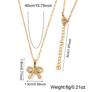 <span class=keywords><strong>Collar</strong></span> con colgante de lazo dorado Go2boho, <span class=keywords><strong>collar</strong></span> de cadena minimalista delicado para mujer, regalo de joyería de moda elegante - Product Image 6