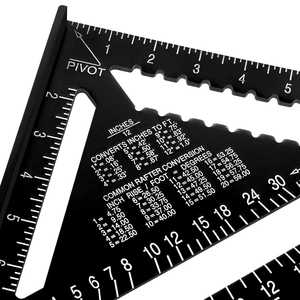 12-дюймовая треугольная линейка из алюминиевого сплава, метрическая и имперская шкала, точность 45/90 градусов по дереву - Product Image 4