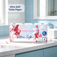 Papier toilette en pâte de bois vierge gaufré par le fabricant, rouleau de papier toilette doux personnalisé à prix abordable