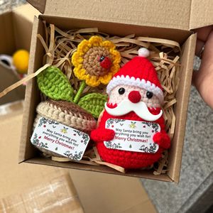 New Crocheted Santa Claus Doll <b>Gift</b> <b>Box</b> Featuring Handmade <b>Christmas</b> Bears, Snowmen, Penguins, and Gingerbread Men - Product Image 1