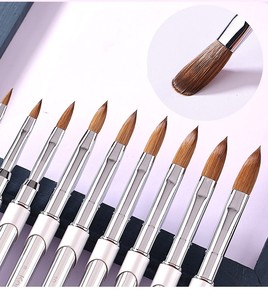 Venta Directa de Fábrica, Herramientas para Pintar Uñas, Pincel de Uñas Acrílico Kolinsky Puro con Mango Metálico Plateado - Product Image 3