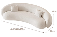 Nouveau design de meubles pour la maison, prix bas, grand canapé sectionnel moderne confortable en velours blanc crème, trois places, capitonné, semi-circulaire