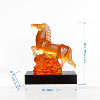 Ambre Cristal Cheval Figurine Richesse et Fortune Feng Shui Bonne Chance Décoration de Bureau Cadeau d'Affaires Cadeau du Nouvel An Chinois