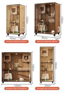 Grande villa pour <span class=keywords><strong>chat</strong></span> en bois d'intérieur avec fenêtre en verre trempé, cage de luxe multi-niveaux pour <span class=keywords><strong>chat</strong></span>, respirante pour l'intérieur - Product Image 3