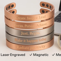 Bracelet en cuivre personnalisé Energinox avec message motivant, gravure au laser personnalisée, logo inspirant, blancs pour gravure