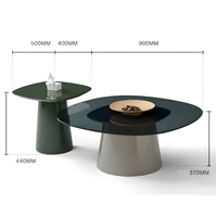 Ensemble de table basse et table d'appoint en verre trempé carré minimaliste italien, mobilier de salon moderne minimaliste de luxe léger avec structure en métal