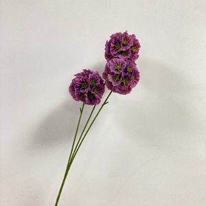 LO-1291 Fleur artificielle Scabiosa violette à 3 têtes en soie pour guirlande <span class=keywords><strong>de</strong></span> fleurs DIY, bouquet <span class=keywords><strong>de</strong></span> <span class=keywords><strong>mariée</strong></span>, cabine photo - Product Image 1
