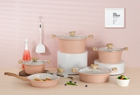 Set Peralatan Masak Panci Casserole Anti Lengket Model Baru, Set Panci dan Wajan Anti Lengket Marmer, Bahan Aluminium Granit