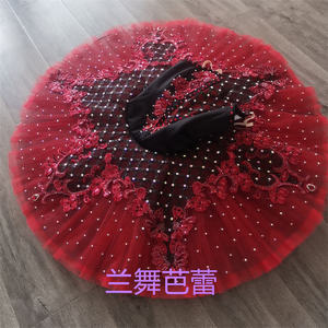 Nuove prestazioni da competizione per ragazze di taglia professionale da donna per adulti indossano un abito da Tutu di balletto <span class=keywords><strong>bordeaux</strong></span> in <span class=keywords><strong>velluto</strong></span> - Product Image 3