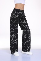 Jeans pour femmes 100% coton, imprimé argenté, jambe large, denim délavé, pantalon pour femmes