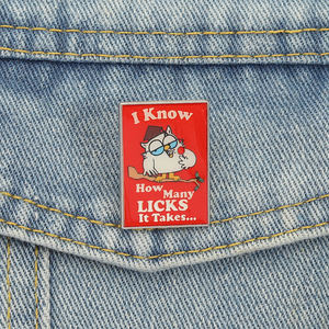 Sé cuántos lame se necesita Pin esmaltado divertido búho dibujos animados Animal broche solapa insignia joyería accesorios regalo para amigos - Product Image 1