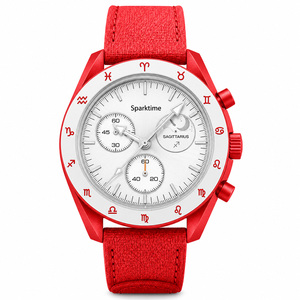 Montre en biocéramique et quartz en gros, logo personnalisé OEM, 42 mm, étanche 3 ATM, motif zodiaque <span class=keywords><strong>Sagittaire</strong></span>, mode sportive, cadran en verre 22 mm, bracelet en caoutchouc - Product Image 1