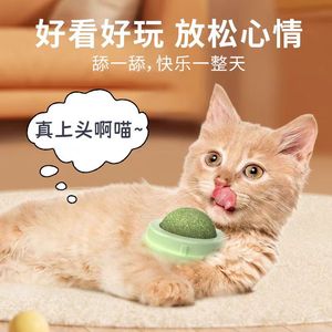 Pelota de hierba gatera, juguete giratorio para gatos, limpieza de dientes, juguete interactivo manual para mascotas, azul y verde, color aleatorio - Product Image 5