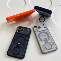 Étui de téléphone magnétique à dissipation thermique en maille nid d'abeille avec protection à 360° °   Support rotatif antichoc pour iPhone 17 Pro Max 16
