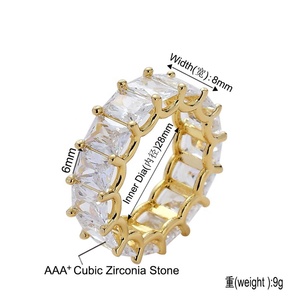 Anelli <span class=keywords><strong>Eternity</strong></span> Hip Hop in Ottone Placcato Oro e Rodio con Zirconi Cubici Creati in Laboratorio, Gioielli alla Moda per Uomo e Donna, Regalo Trendy con Pietre Incastonate - Product Image 2
