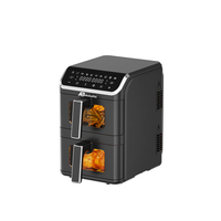 Freidora de Aire Anbo de 5L con Doble Cesta, 1100W, Control Digital, Diseño Cuadrado de Acero Inoxidable, Moderna, Libre de PFAS, Cocción Rápida