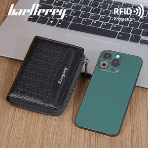 Baellerry Men's Short <b>Wallet</b> Black <b>RFID</b> Protection Zipper <b>Wallet</b> Everyday Use - Product Image 1