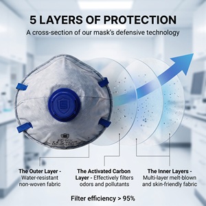 Équipement de protection individuelle (EPI) Masque de protection FFP2 Masque anti-poussière avec valve Respirateur jetable Masque à charbon actif - Product Image 3