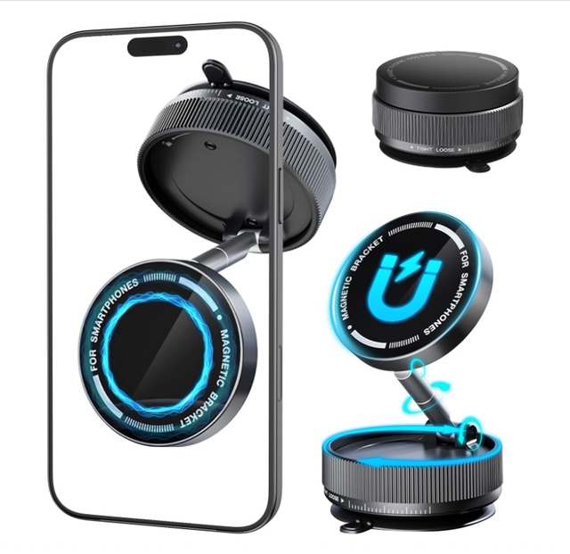 Vacuum Suction Magnetic Cup Phone Mount Holder Handsfree Magnetic Phone Stand Mount Foldable Retractable Car Phone Holder