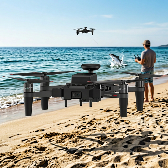 Kingfisher IP66 Waterproof Fishing Drone Wedding Ring Gift Calibration-Free Rescue Thrower Drone 1kg Bait Payload Accessories