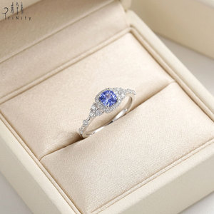 Luxury Fine Jewelry Classic Style 18K Solid Gold Natural Diamond With 0.45CT <b>Cushion</b> Cut Sapphire Ring <b>For</b> Women Engagement Gift - Product Image 6