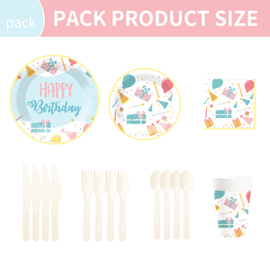 DAMAI Happy Birthday Party Supplies Set with Gift Box Design Includes Happy Birthday Plates Confetti Napkins Disposable Cups - Product Image 3