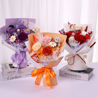 Buket Bunga Mawar Awet Buatan Tangan, Rangkaian Bunga Kering, Hadiah untuk Hari Ibu, Ulang Tahun, Hari Valentine