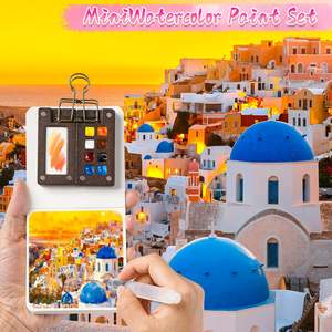 Mini Set de Pintura de <span class=keywords><strong>Acuarela</strong></span> de 12 Colores, Kit de <span class=keywords><strong>Acuarela</strong></span> Portátil de Bolsillo con Paleta de Madera de 8 Compartimentos, Cuaderno de Dibujo y Clip Metálico - Product Image 4