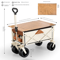 Chariot de camping pliable amélioré avec plateau de table, multifonctionnel, pliable, chariot utilitaire d'extérieur, chariot de transport, chariot de courses, OEM