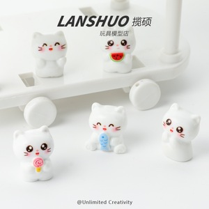 Lanshuo Cartoon Cat Resin Figurines Mini Animal <b>Decor</b> Home Decoration DIY Craft Accessories - Product Image 1