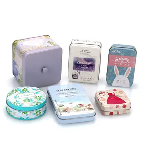 Boîtes à bonbons rondes et personnalisées, petites boîtes en étain métallique pour bonbons, emballage de biscuits, récipient carré pour le thé, boîte cadeau or 1 pièce