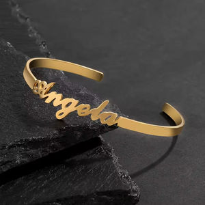 Özel 18K altın kaplama paslanmaz çelik isim zinciri Trendy arapça yazılı bilezik kolye Dropshipping moda partiler - Product Image 5