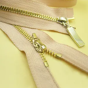 3 # двухсторонняя металлическая латунная застежка-молния с Блестящими Золотыми зубьями для одежды, для платья