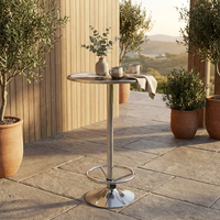 Ensemble moderne de table et de tabourets en acier avec assise en mousse PVC et base chromée pour pub, café, bar à domicile et parc