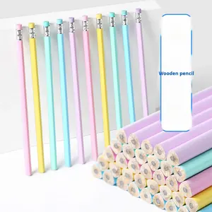 Macaron bûche HB crayon <span class=keywords><strong>couleur</strong></span> bonbon tilleul <span class=keywords><strong>triangulaire</strong></span> pôle dessin animé étudiant crayon pour enfants bonne prise Posture <span class=keywords><strong>crayons</strong></span> standard - Product Image 2