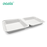 Contenants alimentaires 100% compostables et biodégradables en pulpe de bagasse et de fibres de bambou, étanches, résistants à la graisse, sans BPA, pour usage en restaurant, boîte à repas